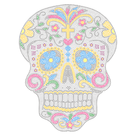 Stunning Skull Iron on Rhinestone Transfer Design